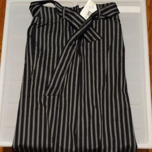 New Vintage Anne Klein Belted Pants Stretch Pin Striped 4